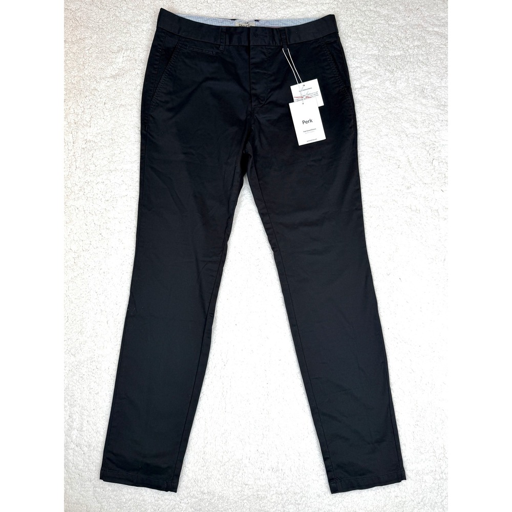 Perk Feel Good Chinos NWT Mens 33x32 Black Cotton Twill Slim Fit Stretch Pants - Picture 3 of 11